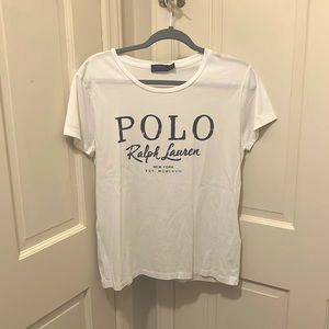 White with Polo logo graphic tee-shirt